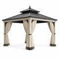 Gartenpavillon aus Aluminium mit wasserabweisenden Polyester-Vorhängen Beige 3x3m
