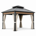 Gartenpavillon Aluminium Stahl Polyester 3x3m Beige Schwarz