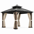 Gartenpavillon Stahl Aluminium Polyesterleinen Beige Schwarz 300x300 cm