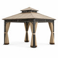 Quadratischer Pavillon aus Stahl und UV-beständigem Polyester 300x300x270 cm Beige