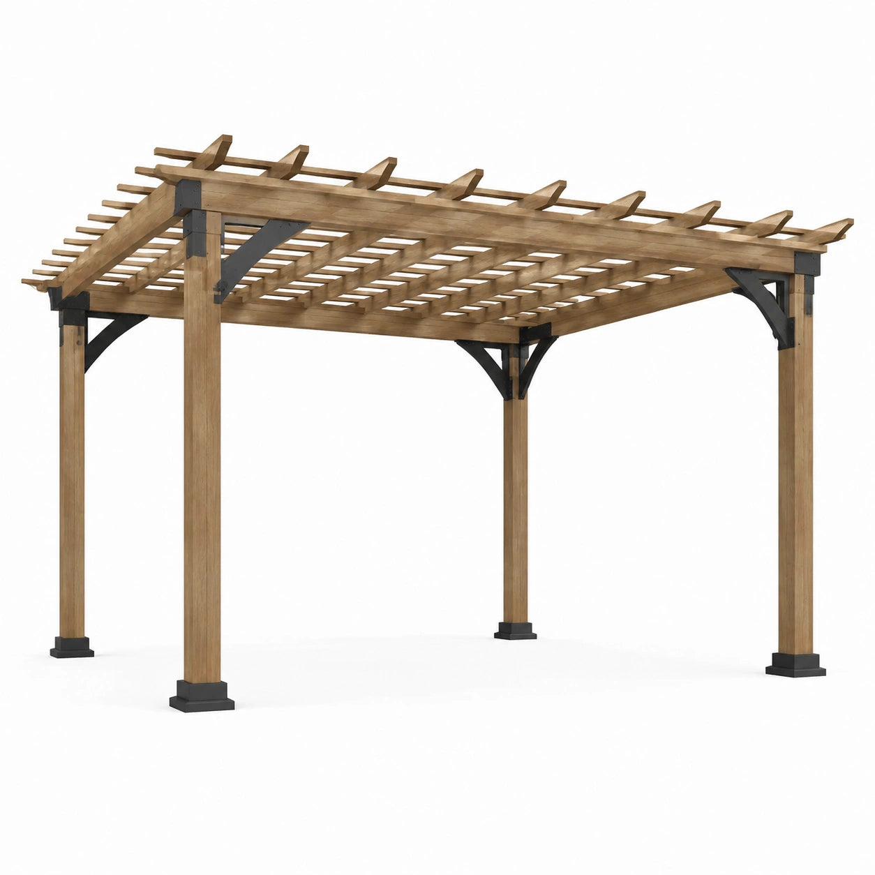 Holz Pergola mit Stahlverbindungen Braun/Schwarz 300x300x250cm