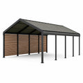 Carport aus Aluminium mit Holzverkleidung, 600 x 300 cm