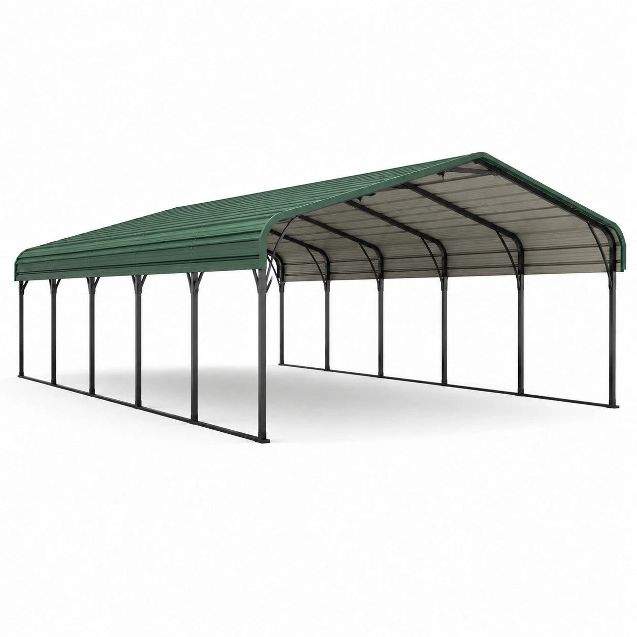 Carport aus Stahl mit Polyesterdach, Grün, 10m x 5m x 3m