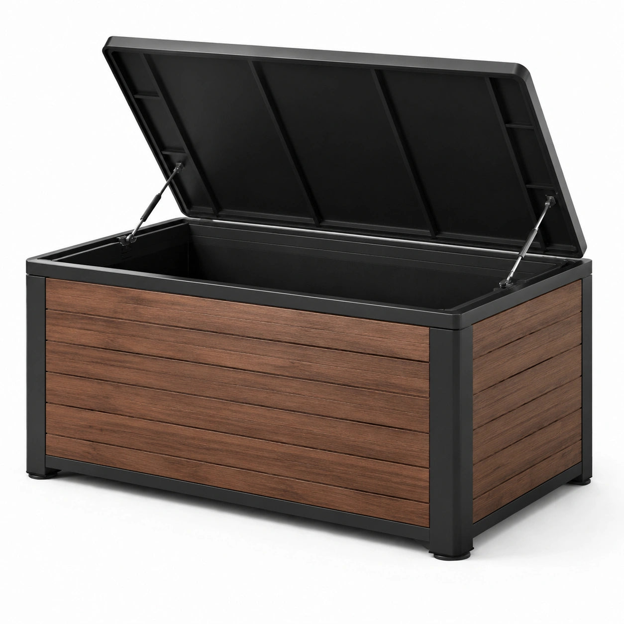 Gartenbox Holzoptik Kunststoff Braun/Schwarz 150L