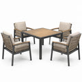 Essgruppe aus Aluminium mit Polywood Tisch und Polyrattan Stühlen in Beige