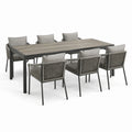 Garten-Essgruppe aus Aluminium mit Polywood-Tischplatte und Polyesterkissen, grau
