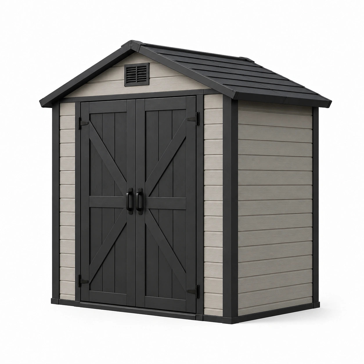 Kunststoff Gartenhaus Beige/Schwarz 200x130x190cm