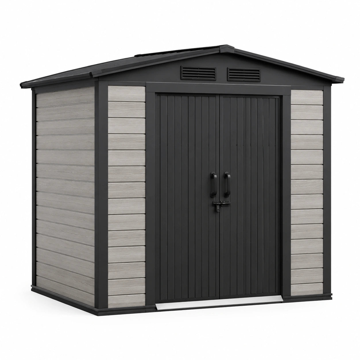 Kunststoff Gartenhaus Anthrazit/Grau 210L x 130B x 192H cm