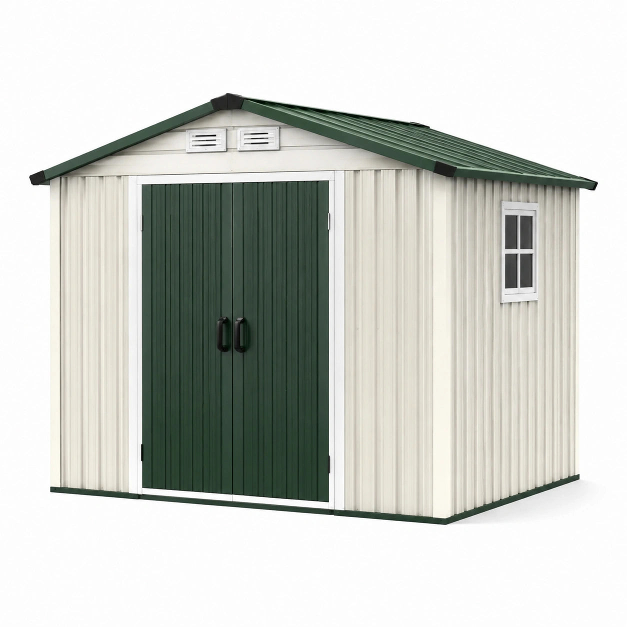 Metall Gartenhaus grün/weiß 3 x 2 m