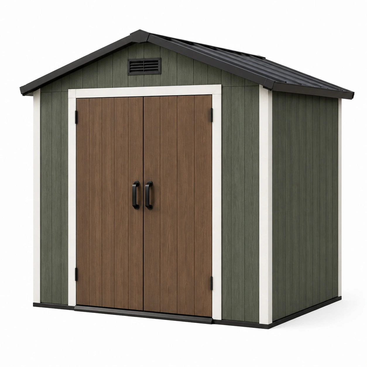 Gartenhaus aus Polypropylen in Grün und Braun, mit Doppeltür 185x152x226 cm