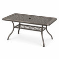 Rechteckiger Gartentisch aus Metall mit Sonnenschirmloch Schwarz 120x60x75cm