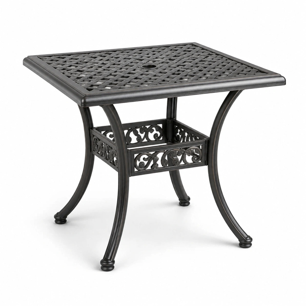 Quadratischer Metall-Gartentisch Schwarz 90x90x72 cm