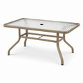 Gartentisch Rechteckig Glasplatte Aluminium Rattanoptik 150 x 90 x 72 cm