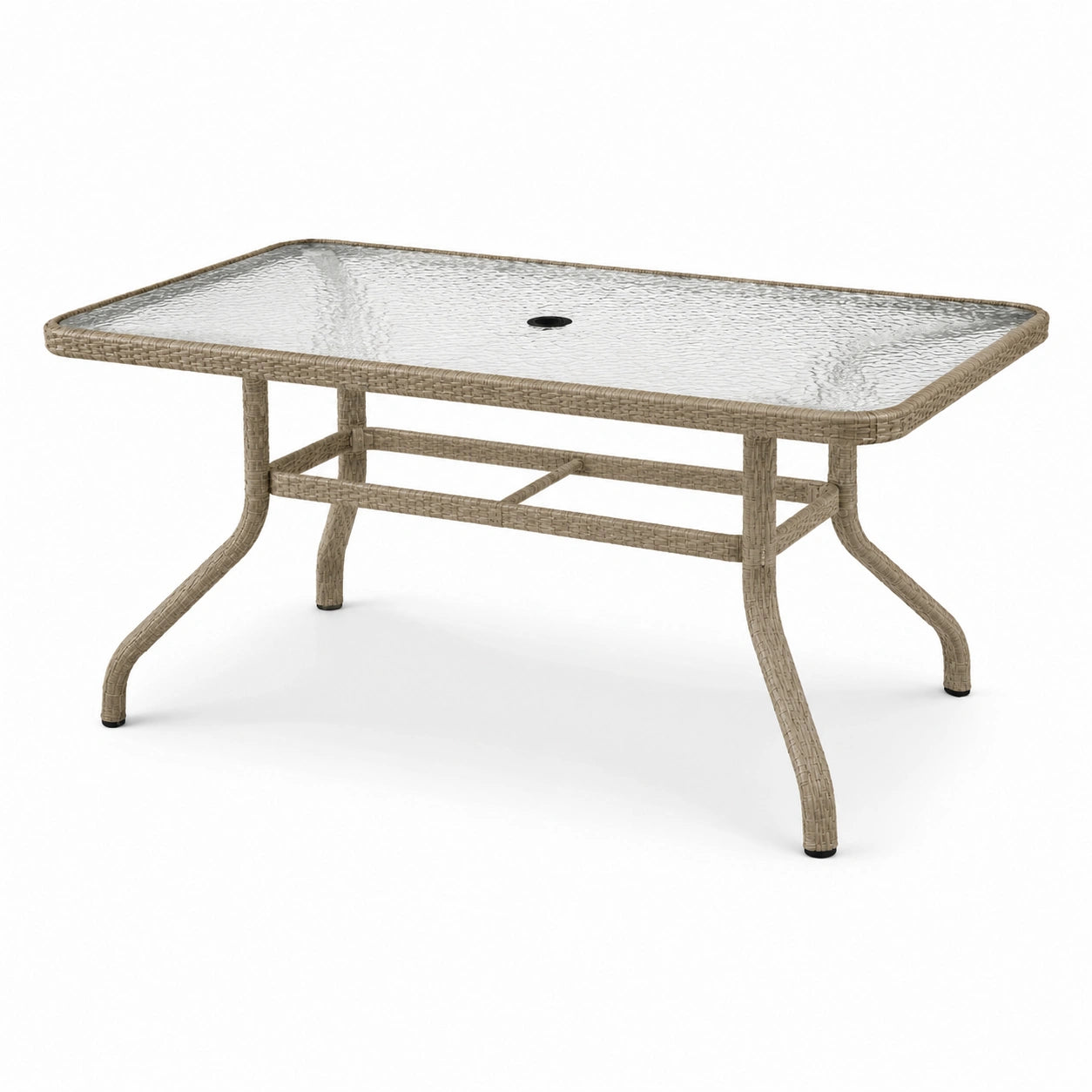 Gartentisch Rechteckig Glasplatte Aluminium Rattanoptik 150 x 90 x 72 cm