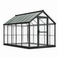Gewächshaus aus Aluminium und gehärtetem Glas Schwarz 300x200x210 cm