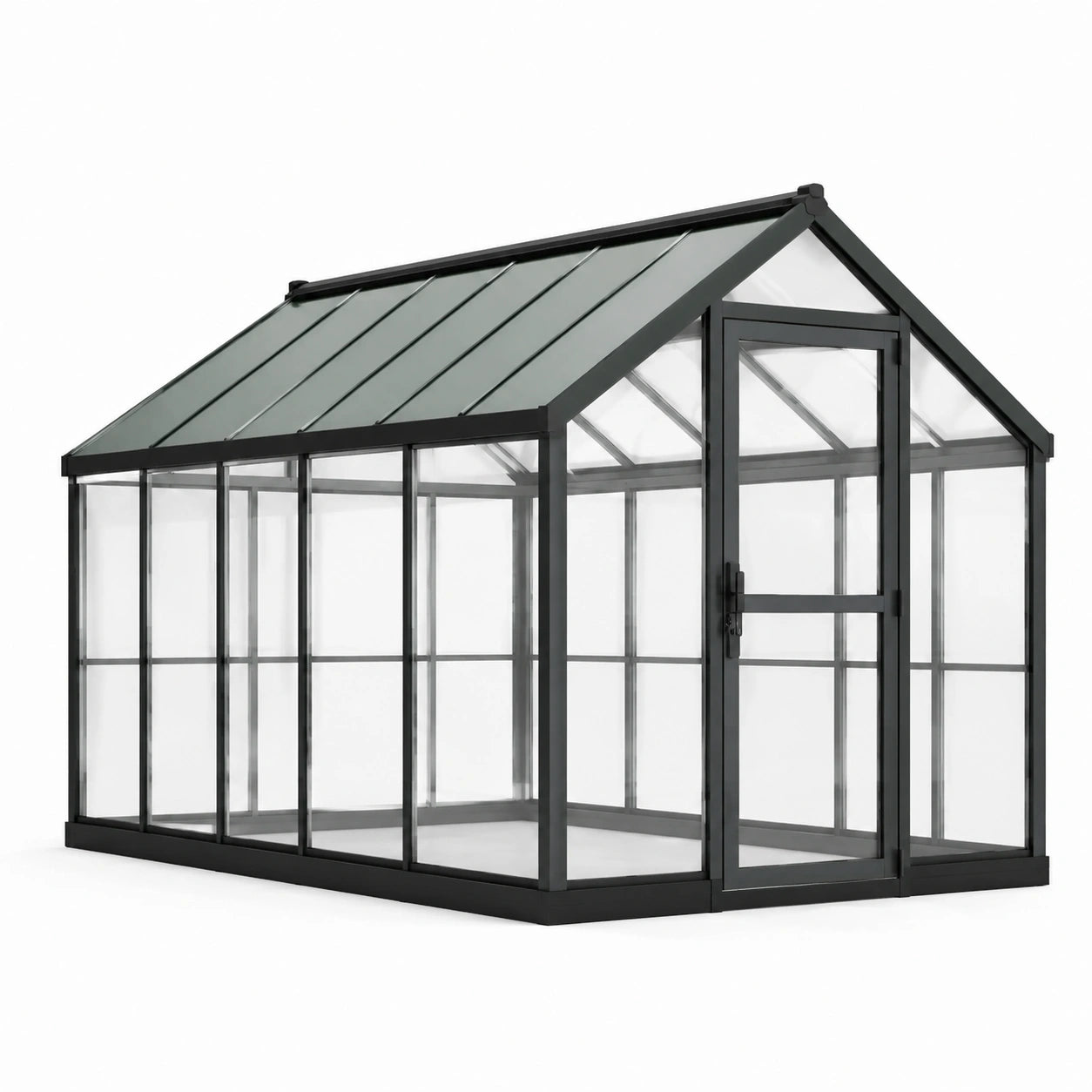 Gewächshaus aus Aluminium und gehärtetem Glas Schwarz 300x200x210 cm