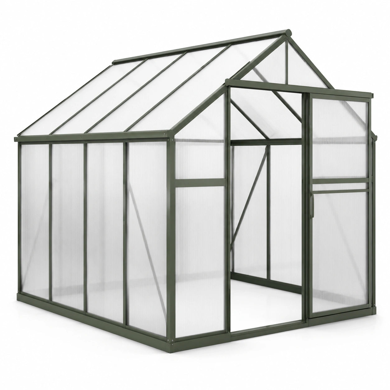 Gewächshaus aus Aluminium und Polycarbonat 250x185x209 cm Grün
