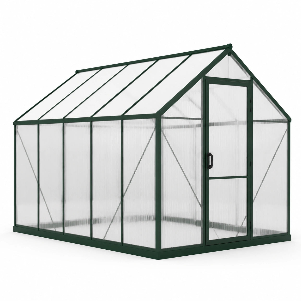 Aluminium Gewächshaus mit Polycarbonat Doppelstegplatten Grün 250x190x195cm