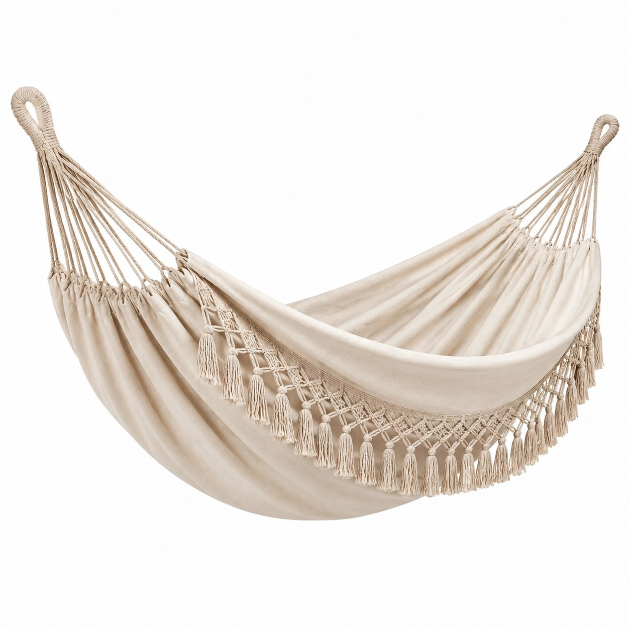 Baumwoll-Hängematte Makramee Beige