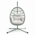 Hängesessel Rattan Gewebe Stahl Grün/Grau