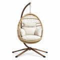 Hängesessel Rattan Beige Stahlgestell 200x100x110cm