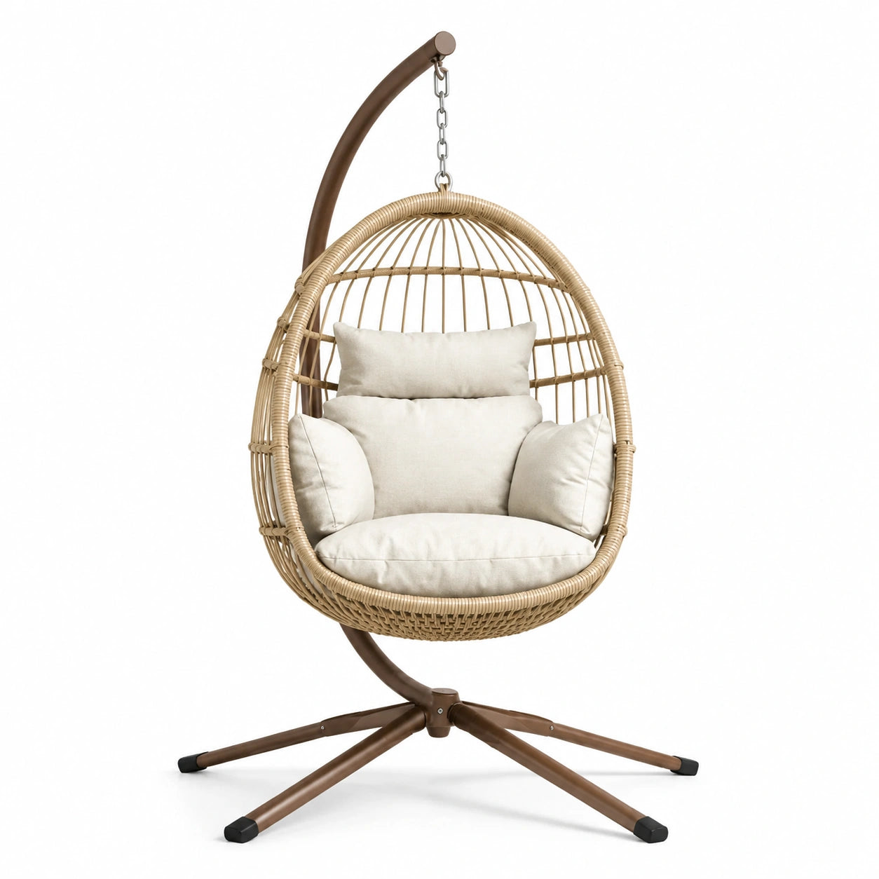 Hängesessel Rattan Beige Stahlgestell 200x100x110cm