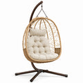 Hängesessel Rattan Beige Stahlrahmen
